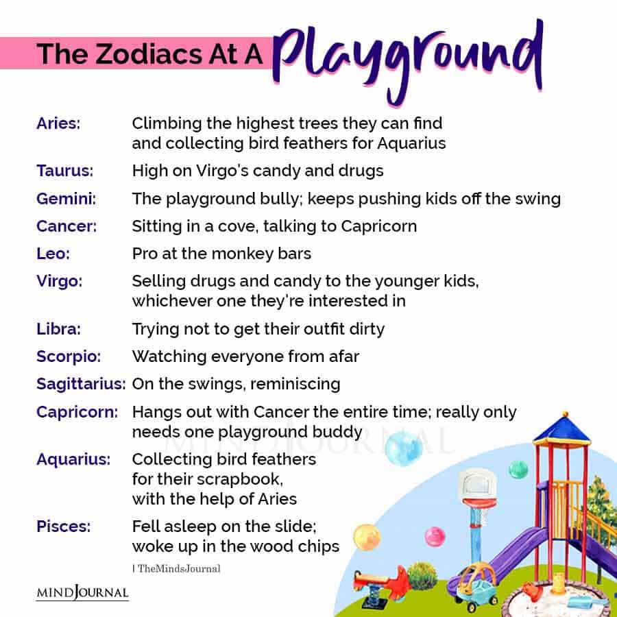 The Zodiac Signs At A Playground