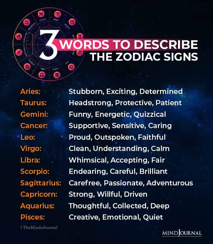 3 Words To Describe The Zodiac Signs