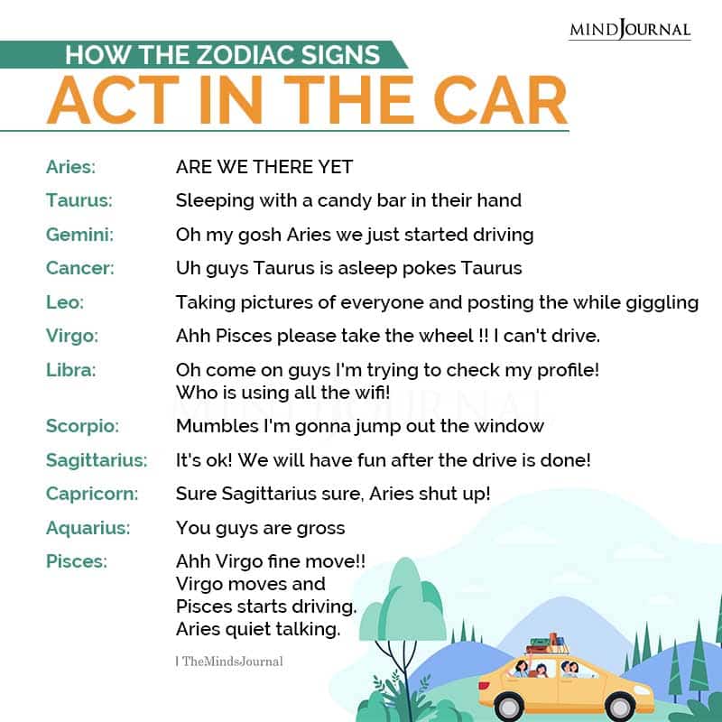 How The Zodiac Signs Act In The Car
