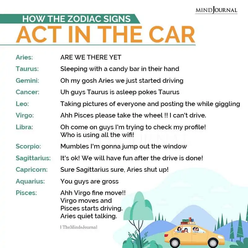 How The Zodiac Signs Act In The Car