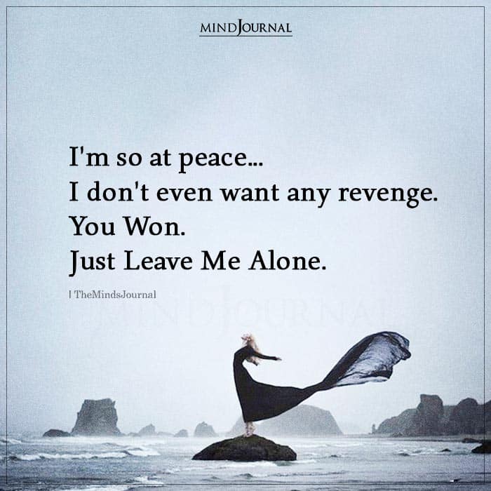 I Am So At Peace I Dont Want Any Revenge