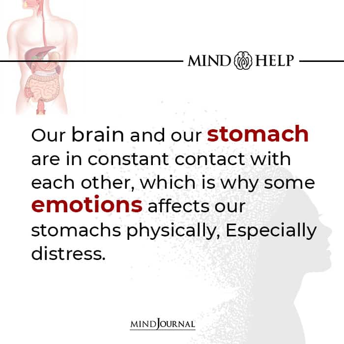 Our brain and our stomach are in constant contact with each other, which is why some emotions affects our stomachs physically, Especially distress