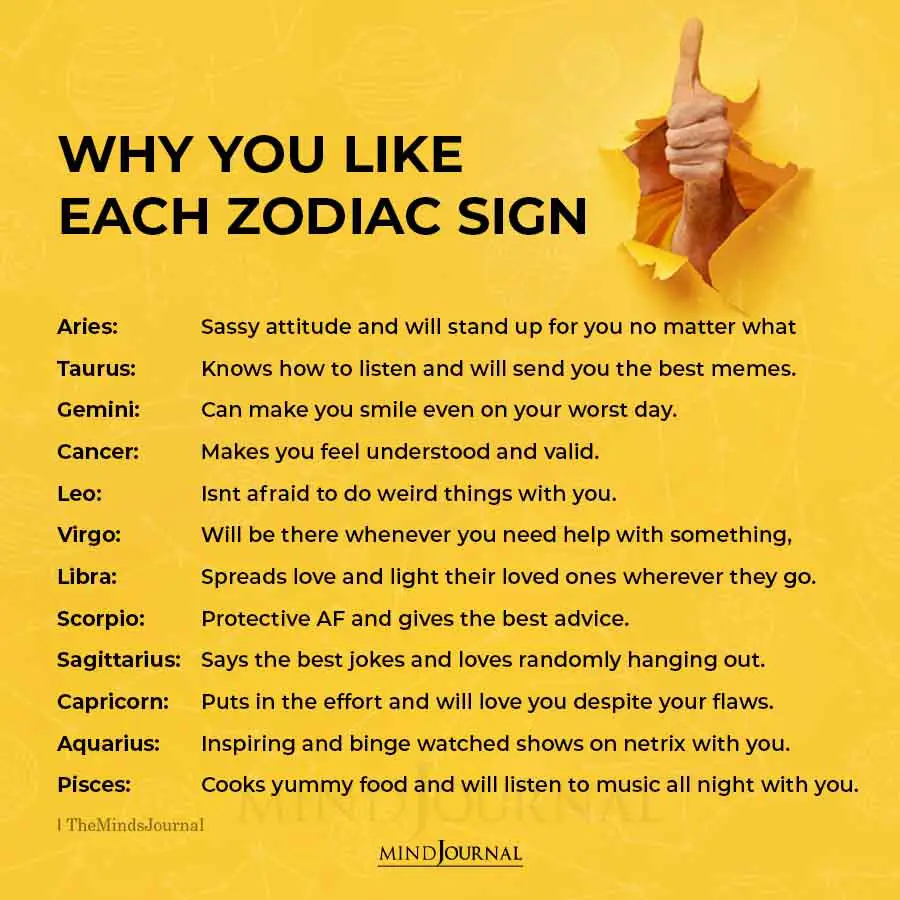 Reasons Why You Like Each Zodiac Sign
