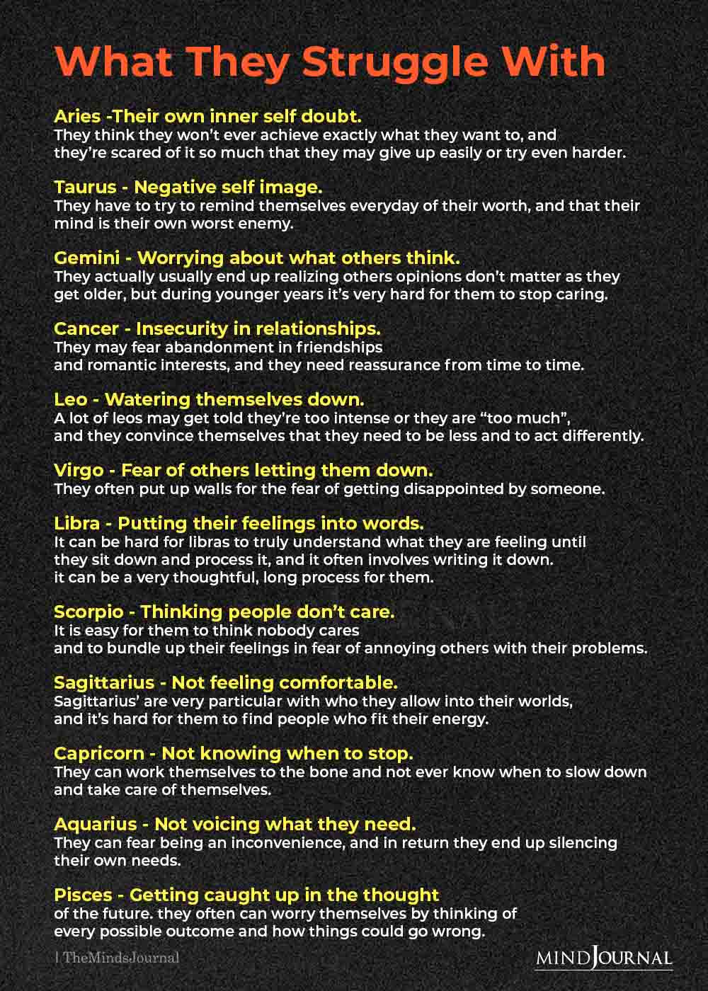 Specific Things Zodiac Signs Struggle With
