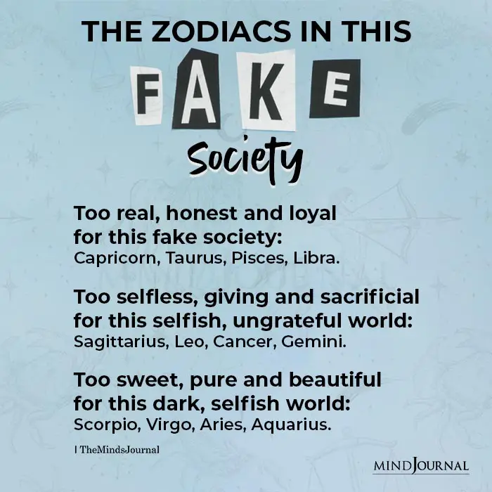 The Zodiacs In This Fake Society