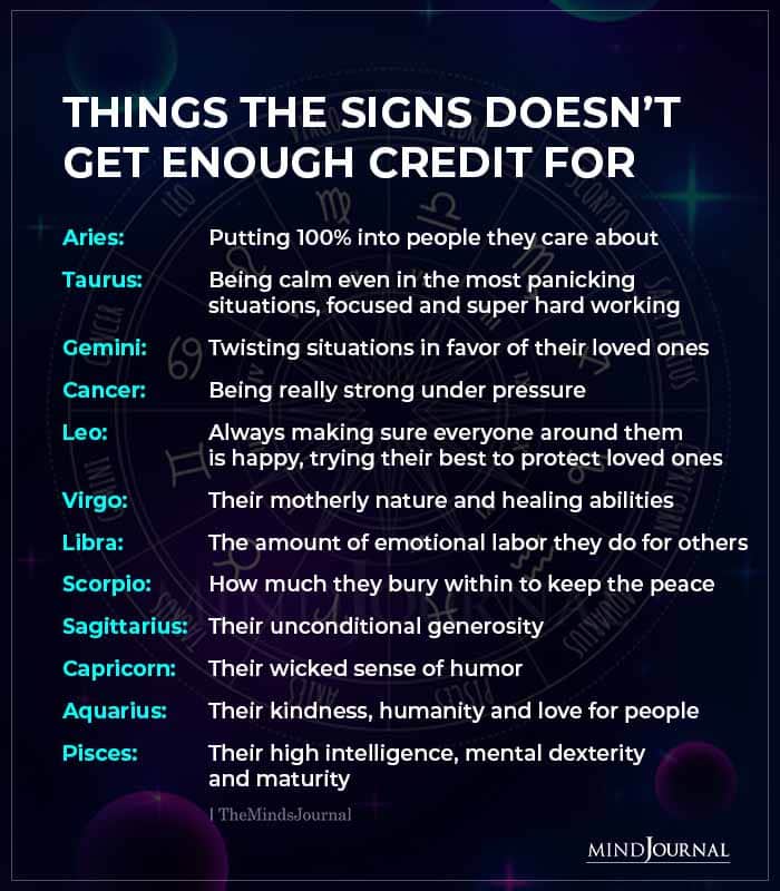 Things The Zodiac Signs Does Not Get Enough Credit For