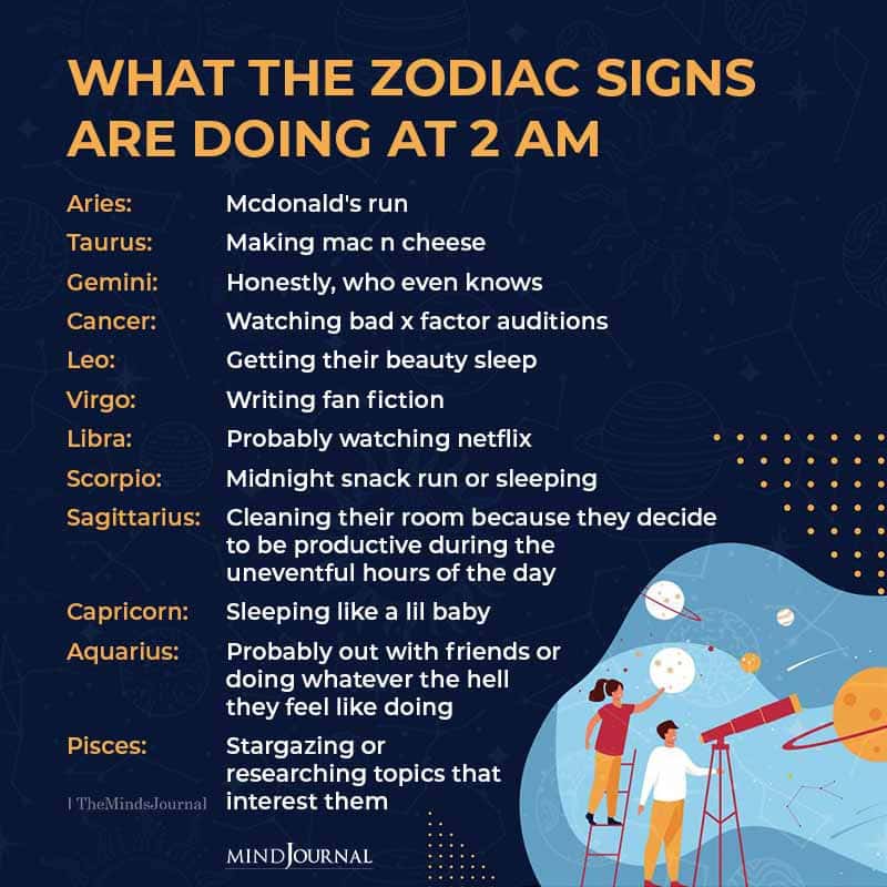What The Zodiac Signs Are Doing At 2 Am