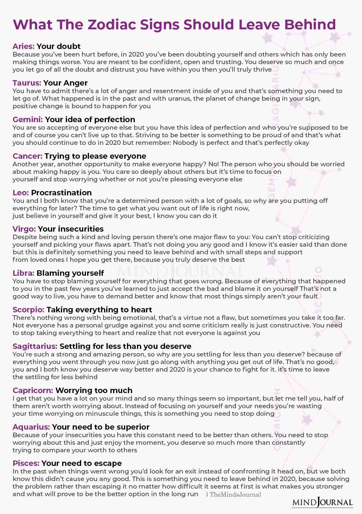 What The Zodiac Signs Should Leave Behind