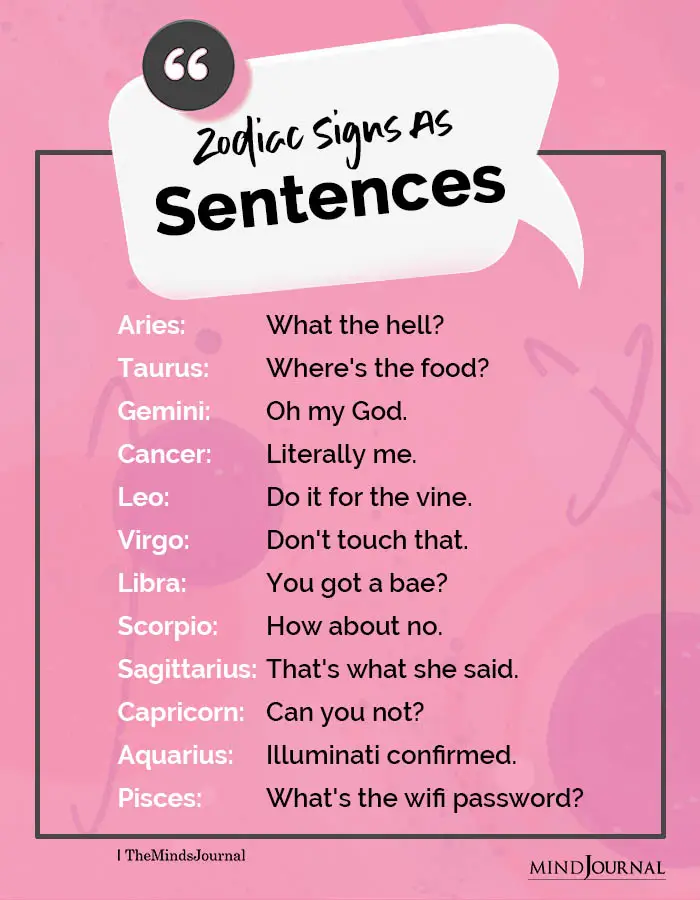 Zodiac Signs As Sentences