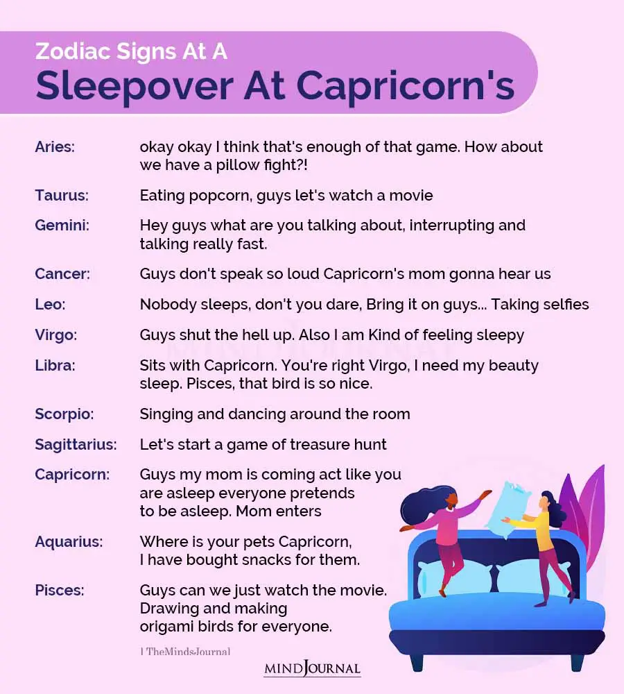 Zodiac Signs At A Sleepover At Capricorns