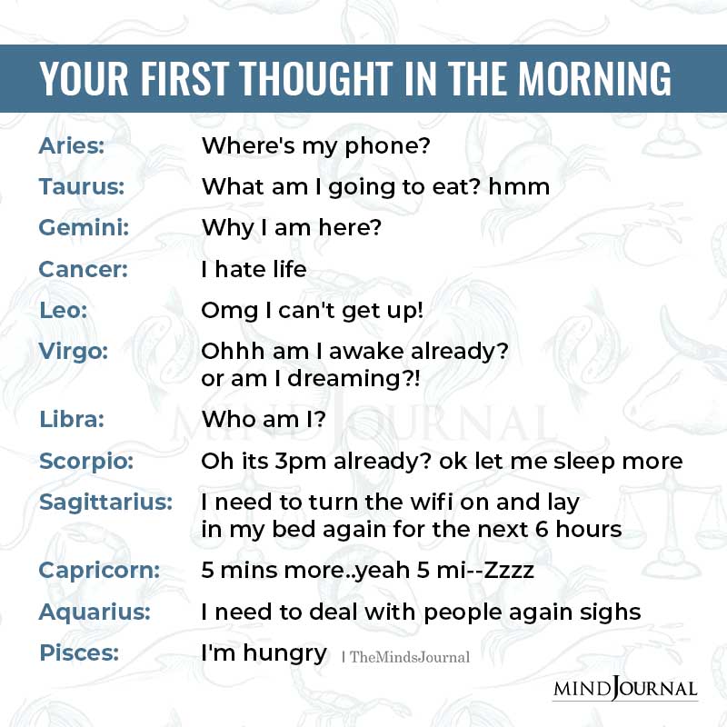 Zodiac Signs First Thought In The Morning