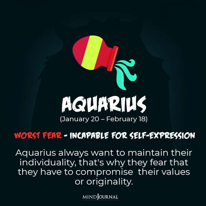 Among the biggest fear of zodiac signs Aquarius is afraid of being incapable for self expression