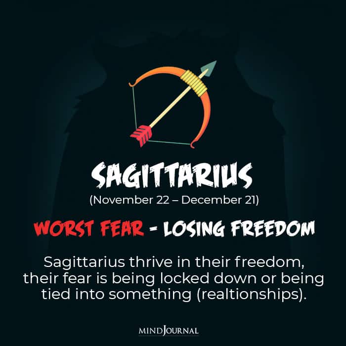 Among the biggest fear of zodiac signs Sagittarius is afraid of losing freedom
