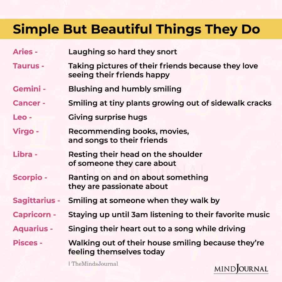 Simple But Beautiful Things Zodiac Signs Do