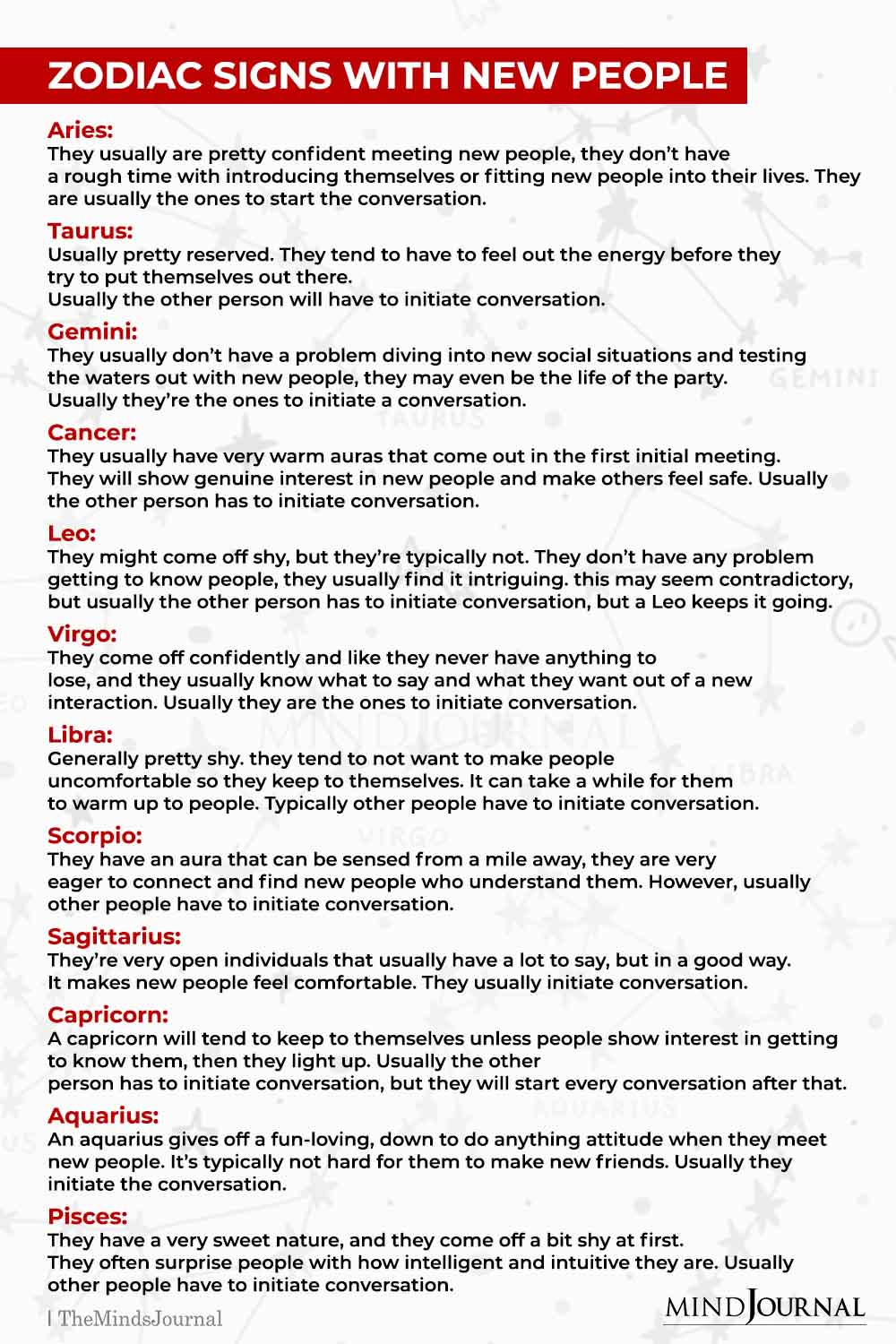 Zodiac Signs With New People