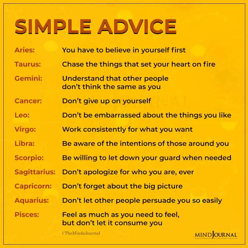 simple advice for the zodiac signs