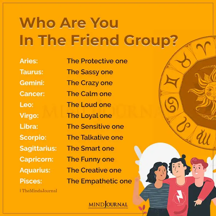 who are you in the friend group according to your zodiac