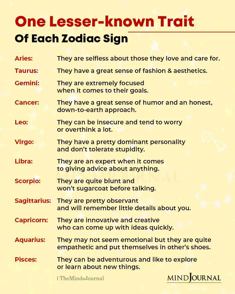 One Lesser Known Trait of Each Zodiac Sign