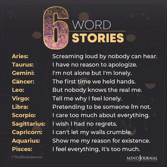 Six Word Stories About The Zodiac Signs