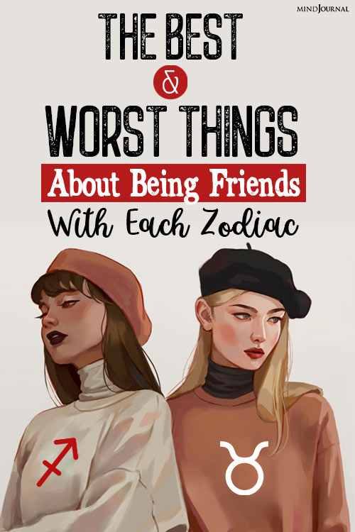 Best Worst Things About Being Friends Zodiac pin