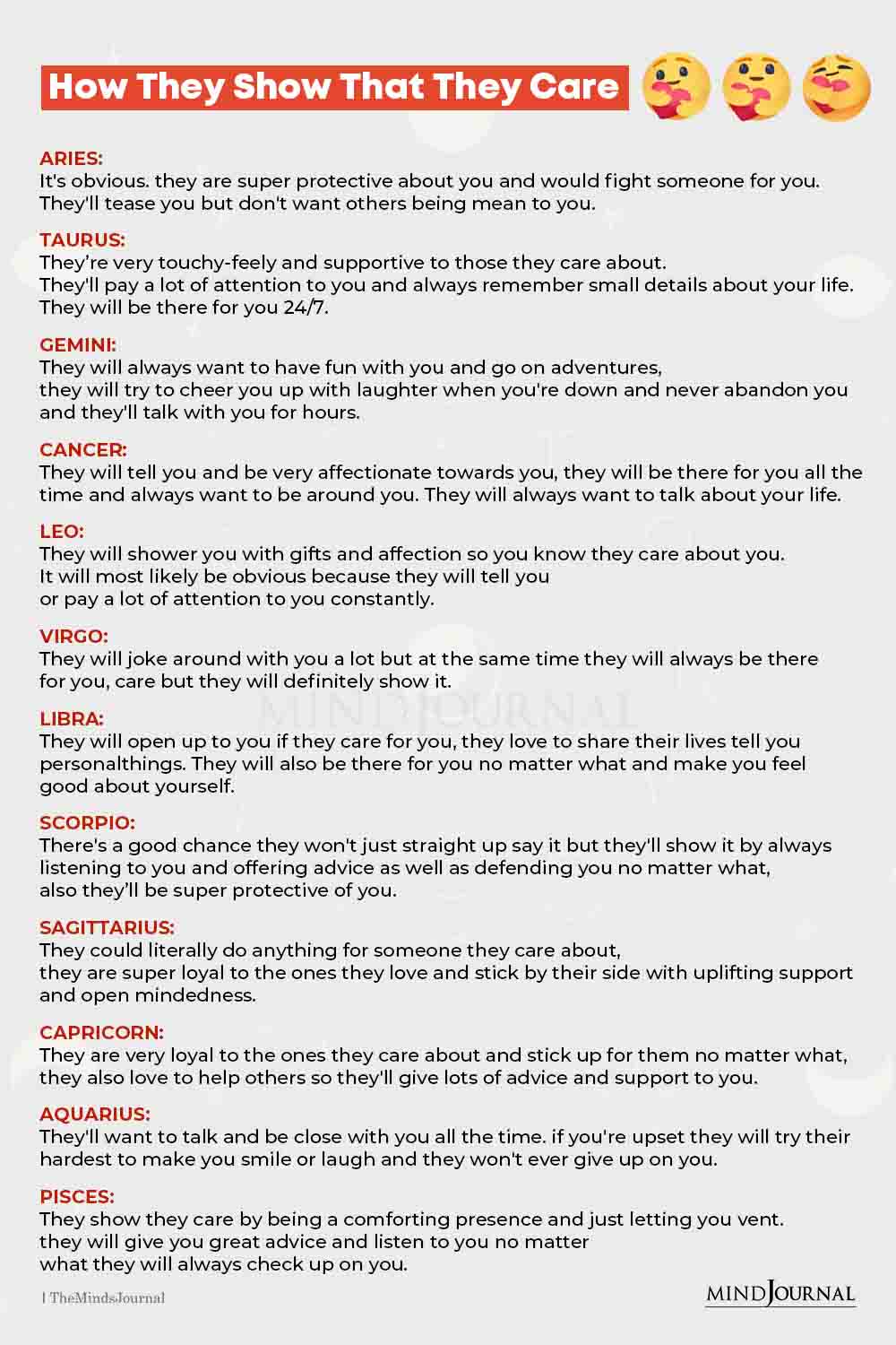 How Zodiac Signs Show That They Care