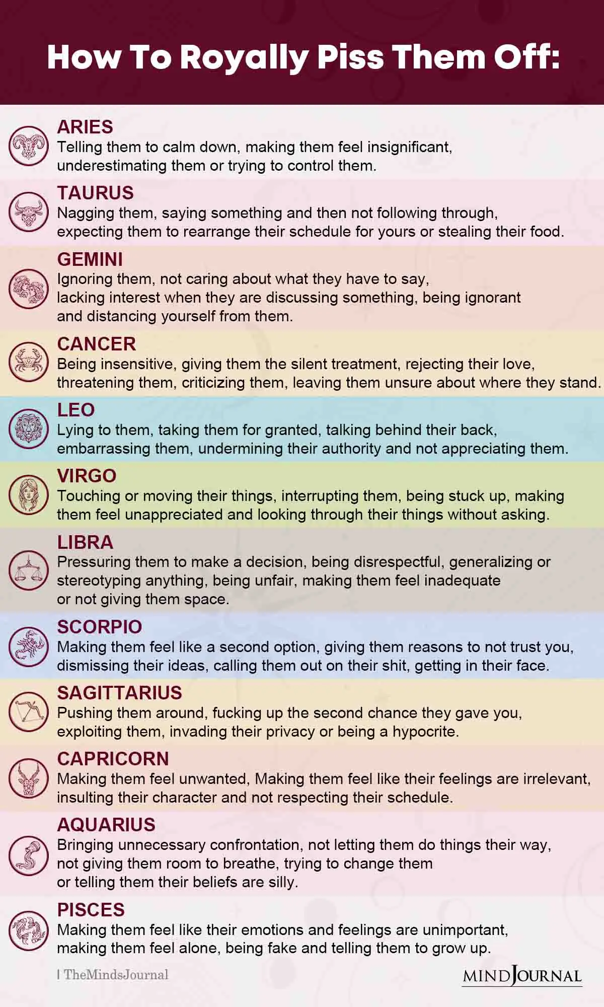 How to Royally Piss Off The Zodiac Signs