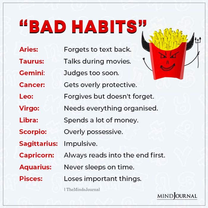 Zodiac Signs and Their Bad Habits