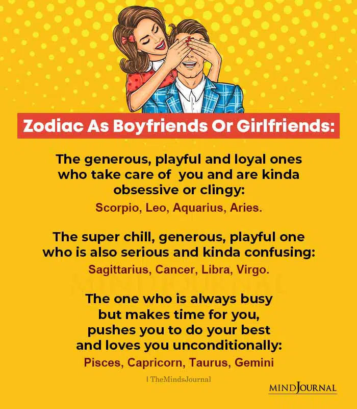 Zodiac Signs as Boyfriends or Girlfriends