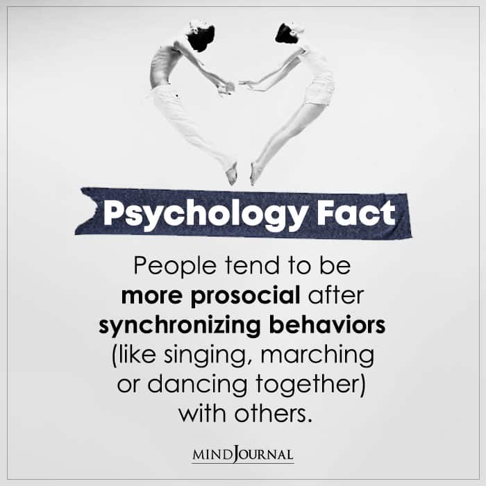 people tend to be more prosocial after synchronizing behaviors