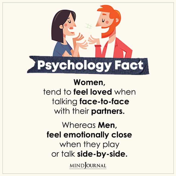 women tend to feel loved when talking face to face