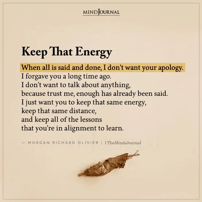 Keep That Energy When All Is Said and Done