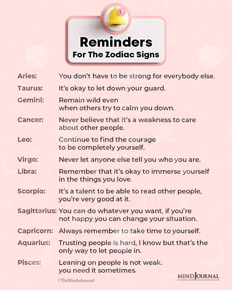 Reminders For the Zodiac Signs