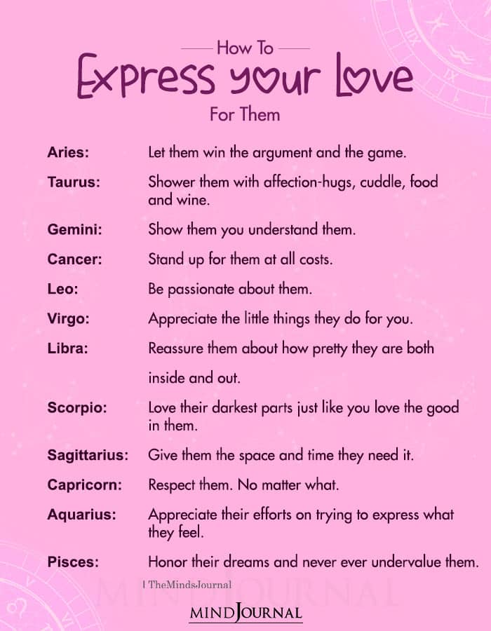 how to express your love forthe zodiac signs