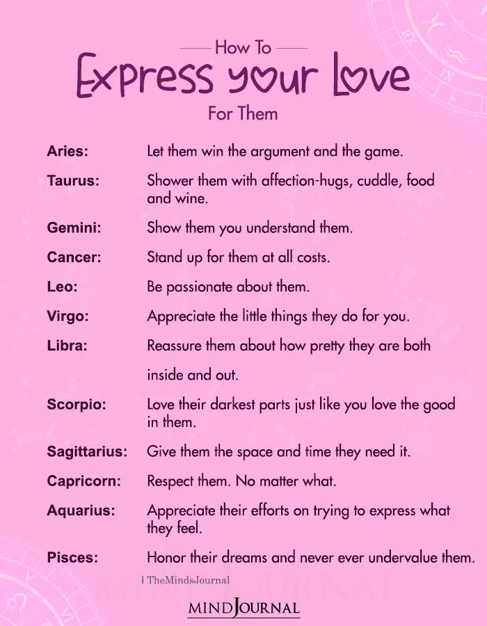 how to express your love forthe zodiac signs
