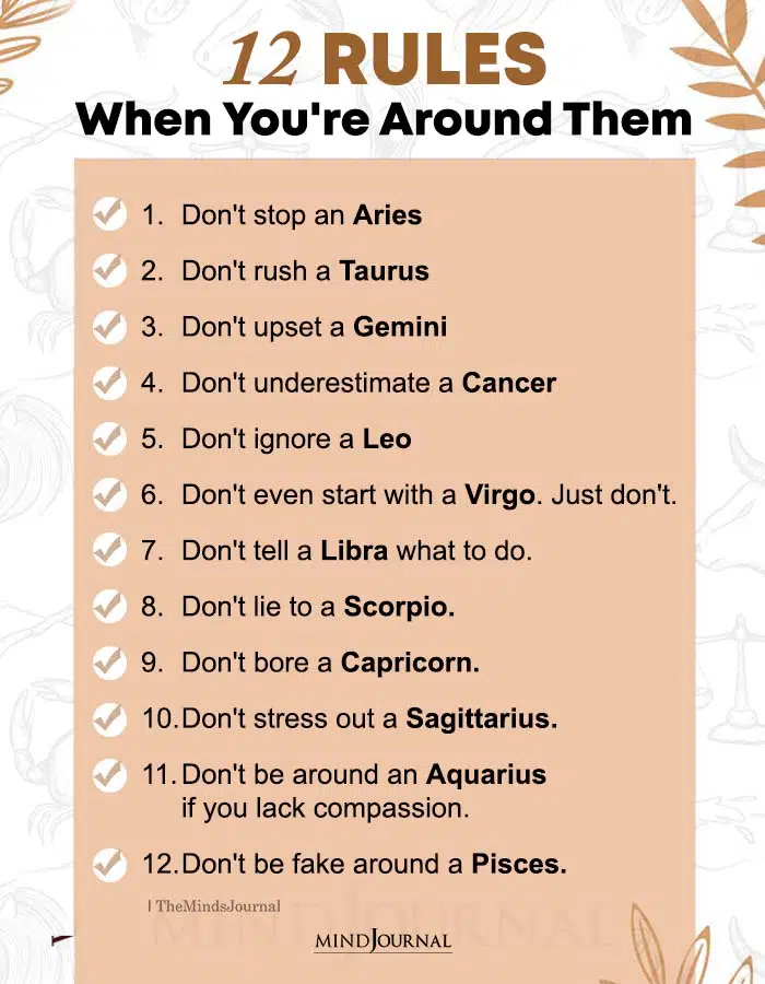 rules when youre around the zodiac signs