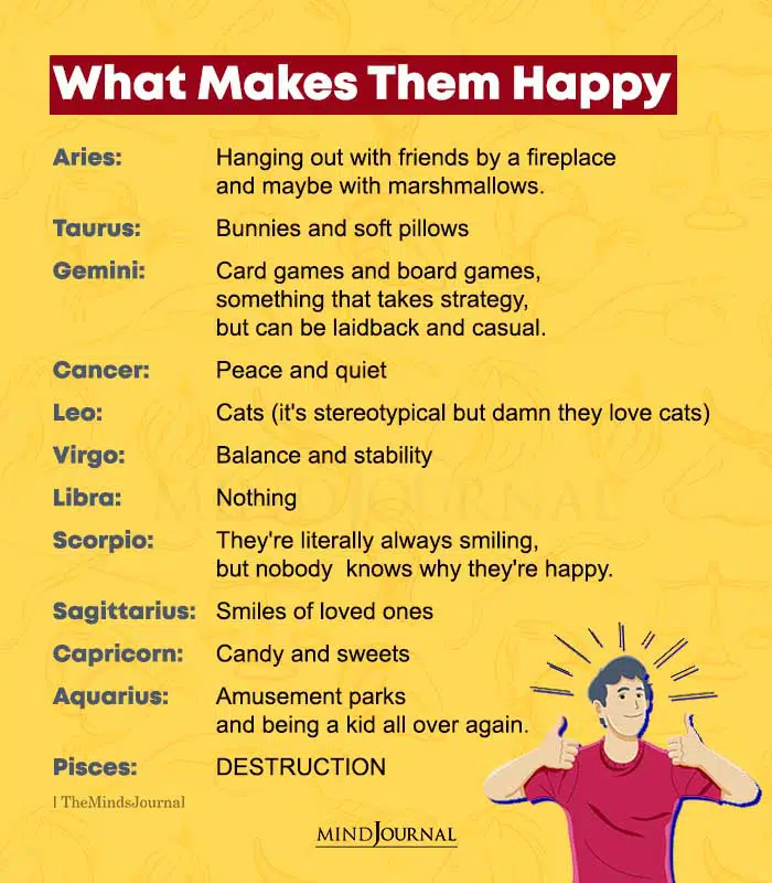 what makes zodiac signs happy