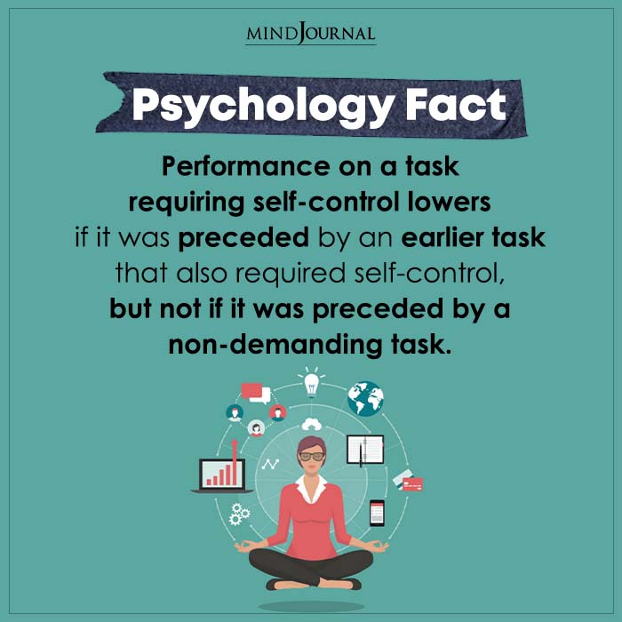Performance On A Task Requiring Self control Lowers