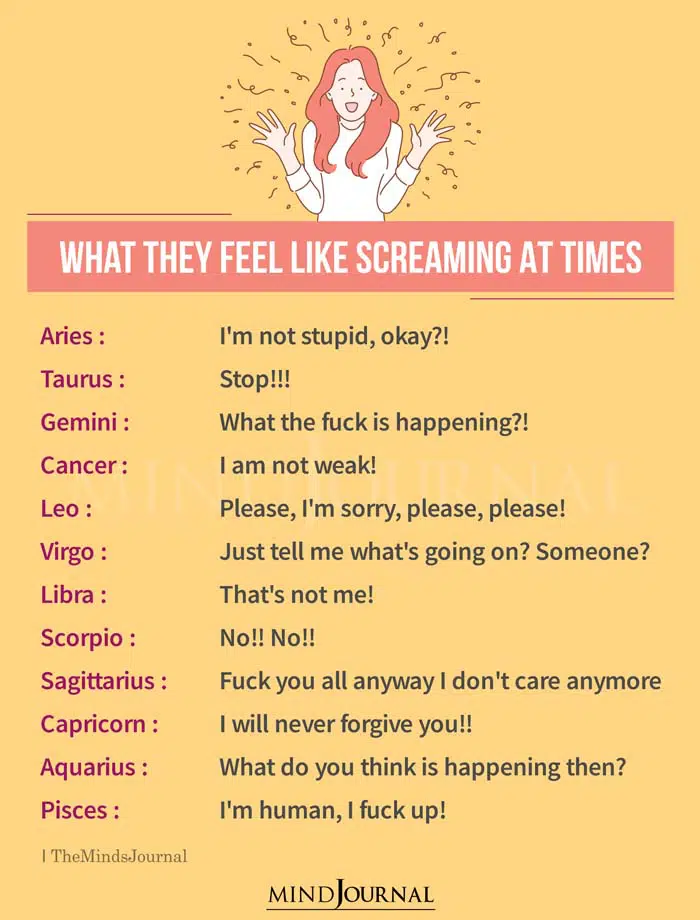 What Zodiac Signs Feel Like Screaming