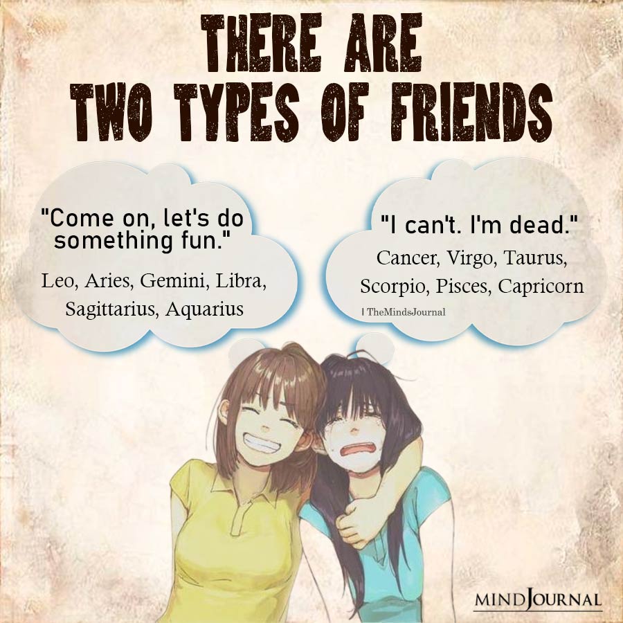 Zodiac Signs As The Two Types Of Friends