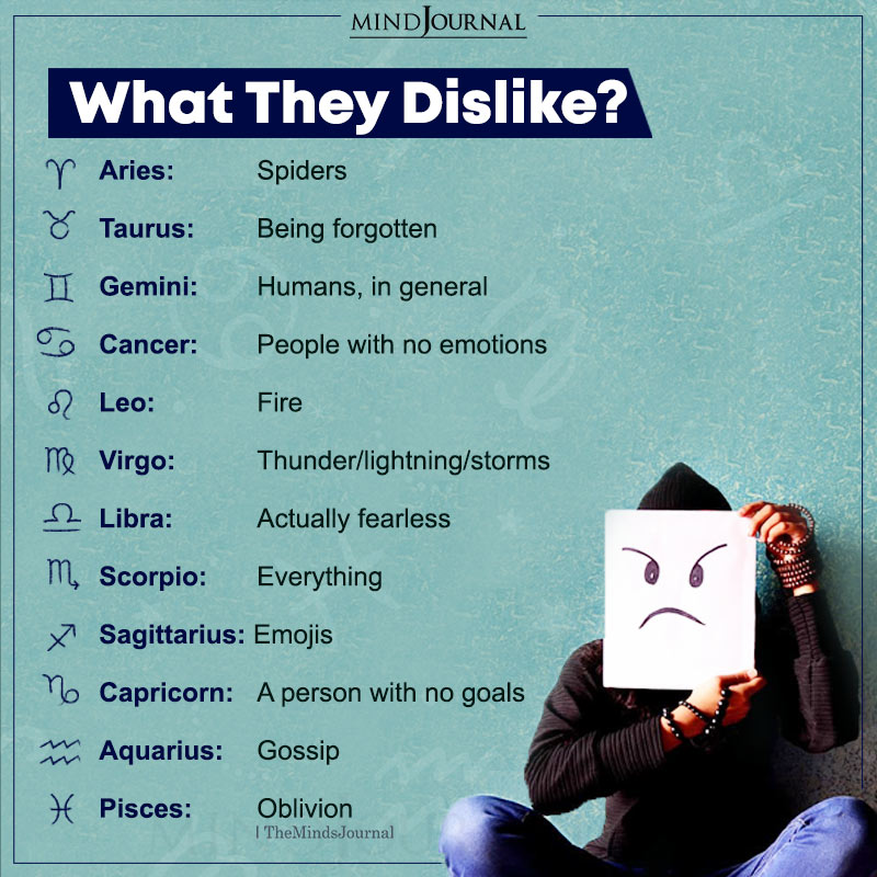 what the zodiac signs dislike