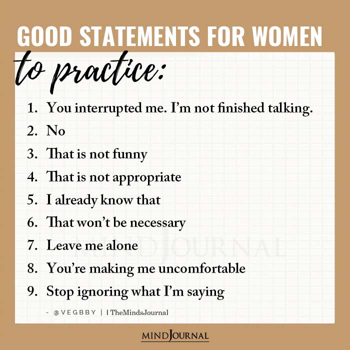 Good Statements For Women To Practice