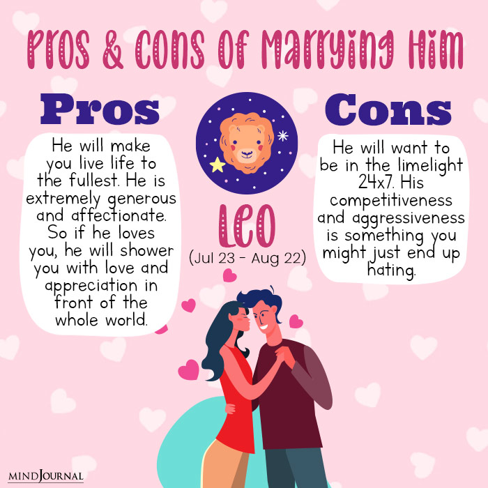 pros and cons of marrying leo