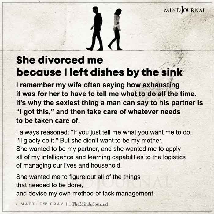 she divorced me because i left dishes by the sink