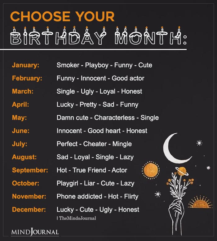 Choose Your Birthday Month