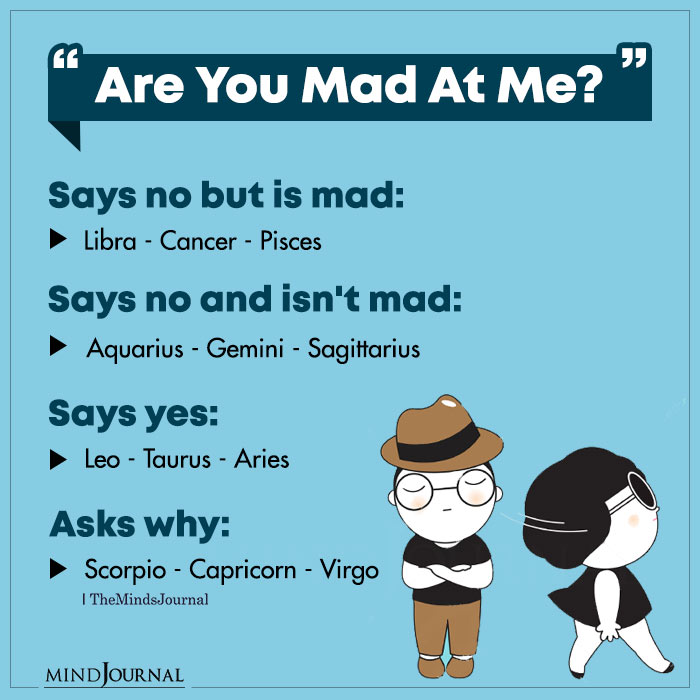 How Each Zodiac Sign Reacts When They're Mad At You