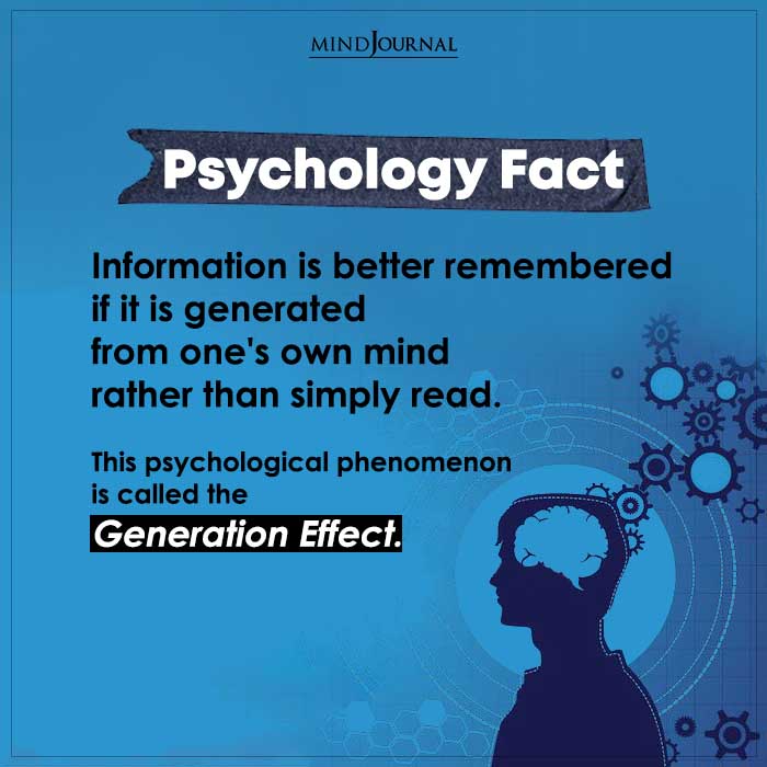 Information Is Better Remembered If It Is Generated