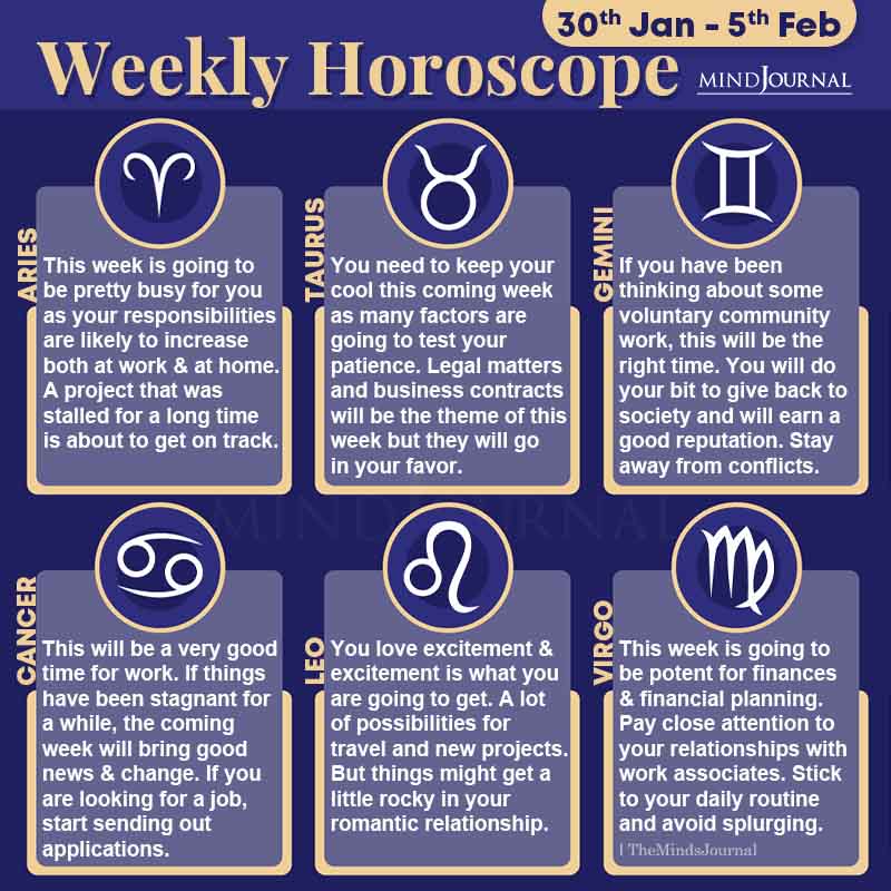 Weekly Horoscope 30th Jan to 5th Feb
