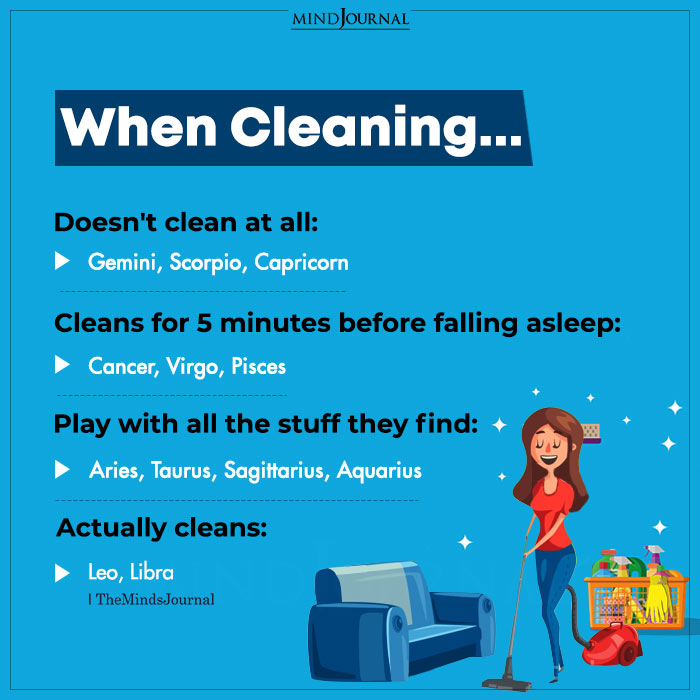 Zodiac Signs When Cleaning