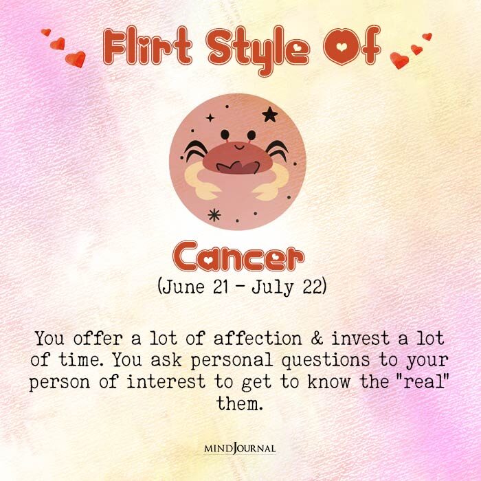 Flirt Style Of Zodiacs cancer