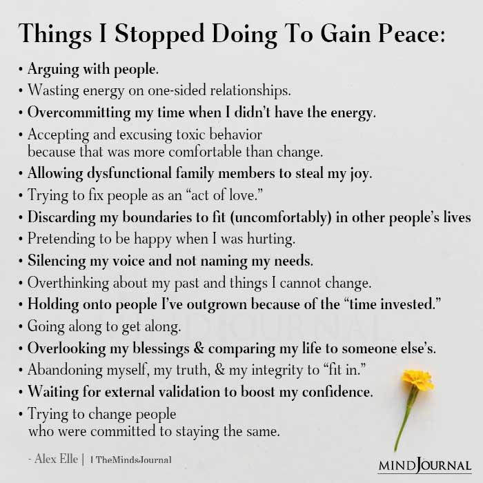 Things I Stopped Doing To Gain Peace
